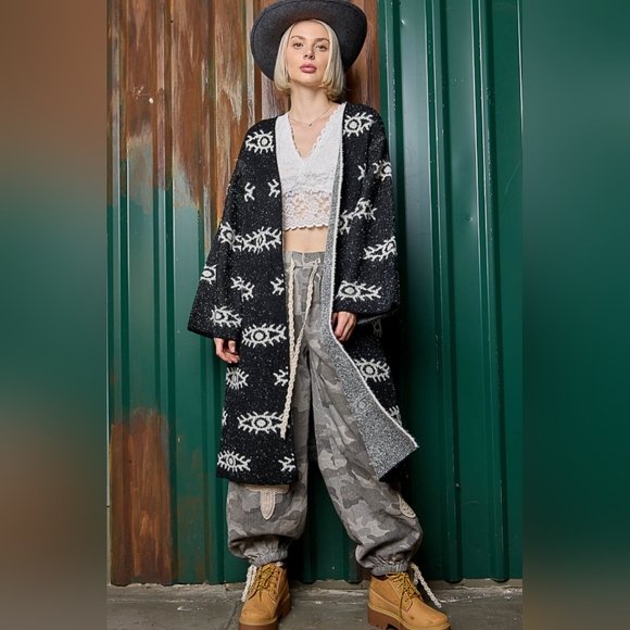 #968 POL Evil Eye Pattern Cardigan - Picture 14 of 14